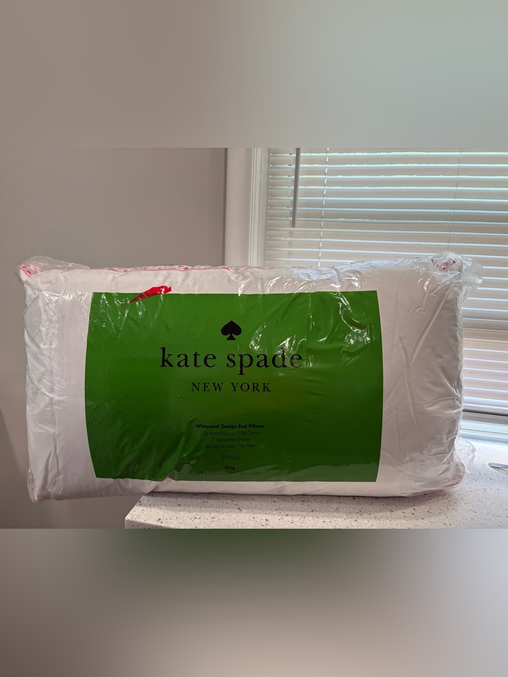 NEW kate spade White Set of 2 King Size Bed Pillows